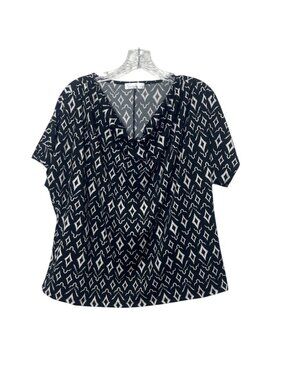 89th Madison Cowl Neck Blouse Shirt‎ Womens Large Black White New